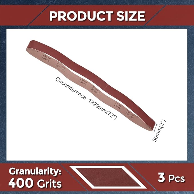 20 Pcs Sanding Belts 2 x 72 Inch 400 Grit Aluminum Oxide Abrasive Sandpaper for Belt Sander Metal Grinding Wood Working Weld Rust Removal