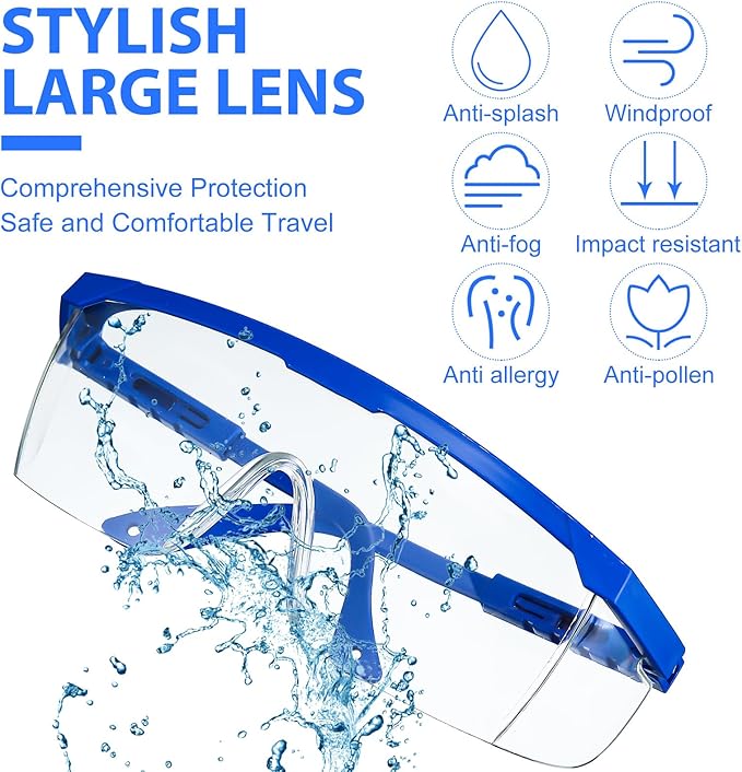 100 Pairs Safety Goggles Bulk Protective Glasses for Shooting Lab Safety Goggles Over Glasses for Kids Adult