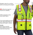 Neopelta Reflective Safety Vest Yellow Mesh, Made with 3M Reflective Tape, Heavy Duty Vest with ID pocket, Padded Neck, Yellow 3XL