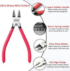 6 inch Side Cutters - Diagonal and Spring Loaded Wire Cutters with Non-slip Red Handle, Ideal for Jewelry, Crafting, Zip Tie, Heavy Duty