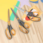 Titanium Scissors, Premium 8.6” All Purpose Scissors, Ultra Sharp Stainless Steel Blades, Comfortable Grip, Great for Craft, Office, School and Everyday Use, Black/orange, 21.8cm, Pack of 3
