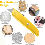 Reginary 30 Pcs Box Cutter Bulk Retractable Blade Utility Knife Heavy Duty Aluminum Alloy Razor Shell Knife for Cartons, Cardboard and Boxes, DIY, Factory, Home(Yellow)
