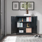 BESFUR Metal Storage Cabinet 36" H, Black Steel Locking Cabinet with 2 Lockable Doors and 2 Adjustable Shelves for Home Office, Garage, School, Apartment, Warehouse