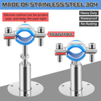 8 Pcs 304 Stainless Steel Wall Mount Ceiling Mount Pipe Supports Bracket, Suitable for OD 3/4"(25-28mm), Adjustable Height 50-100mm, Adjustable Pipe Strap Clamp with Screws and Screwdriver