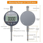 Neoteck DTI Electronic Digital Dial Indicator 1 inch/25.4 mm | Digital Probe Indicator Dial Test Gauge High Resolution: 0.0005 inch/0.01mm - Silver Gray
