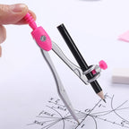 Math Geometry Kit Sets 10 Piece Student Supplies with Shatterproof Storage Box,Includes Rulers,Protractor,Compass,Eraser,Pencil Sharpener,Lead Refills,Pencil,for Drafting and Drawings（Pink）