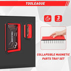 TOOLEAGUE 3Pcs Collapsible Magnetic Parts Tray Set with 15Lb Magnetic Pickup Pen,3 Different Size Silicone Foldable Tool for Organizing Screw Bolts Nuts Washers Pins and Other Small Metal Parts