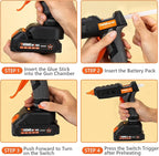 THINKWORK 20V Cordless Hot Glue Gun and Sticks Set, Rechargeable Glue Gun with 30 PCS Full Size Sticks and Battery, Fast Heating for Arts & Crafts, DIY Projects and Home Repairs