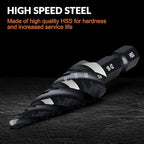 THINKWORK Four Spiral Flute Step Drill Bit, HSS Step Drill Bits 1/8"-1/2"(13 Step) Unibit Step Drill Bit, 1/4" Shank Step Bits for Aluminum, Wood, Plastic, Metal
