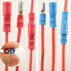 350pcs 19 Types Crimp Connectors, 2.8mm, 4.8mm, 6.3mm Male and Female Spade Terminals, Copper, Red, Blue, Yellow