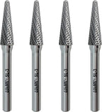 SL-3 Tungsten Carbide Burr Rotary File, Taper Shape Double Cut, 4pcs by LU&MN