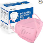 WWDOLL KN95 Face Mask 25 Pack, 5-Layers Mask Protection, Breathable KN95 Masks Pink