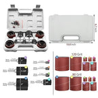 VIBRATITE 37 Pieces Drill Press Sanding Drum Kit, 80 and 120 Grit Spindle Sander Sleeves with Tool Carrying Case for Rotary Tools, Power Drill, Woodworking, Paint, Metal Surfaces Polishing Jobs