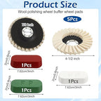 8 Pcs Wool Polishing Wheel Disc and Polishing Compounds Set Includes 5 Thicken Arbor Buffing Wheel 3 Buffing Compound 4 1/2 x 7/8 Inch Felt Flap Disc for Angle Grinder, Multi Surface