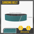 4 x 36 Inch Sanding Belt, 3 Pcs 24 Grit Zirconia Knife Sharpener Belts Work Sharpening for Belt Sander Knife Carving Tool Metal Working