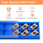 6PCS APKT1604 Tin Coated Carbide Inserts - Indexable Milling Inserts for Machinist Tools, CNC Laser Cutter, Milling Machine Accessories