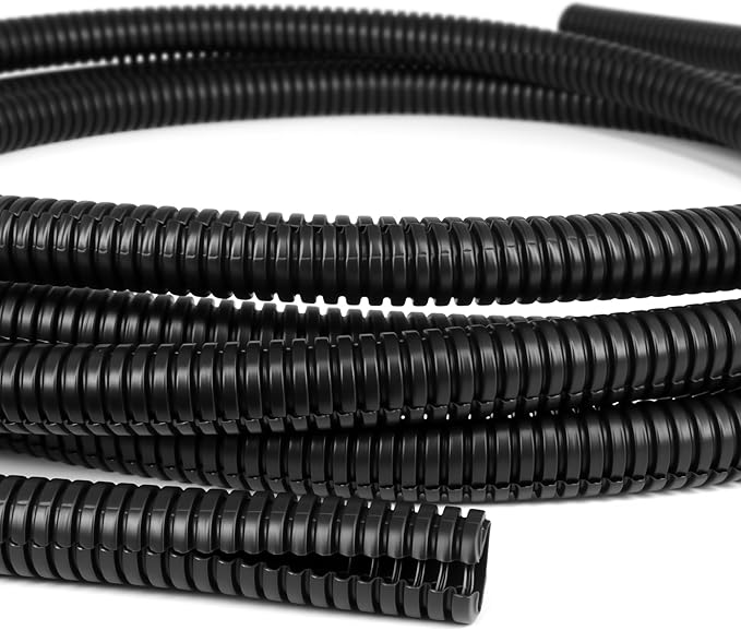 Split Wire Loom Tubing,10,25ft Cord Protectors from Pets No Chew, Flexible Wire Covers Cord Protectors, Protective Split Cable Sleeve for Automotive Home Industrial Wires(Black, 0.3inch-25ft)