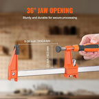 VEVOR Bar Clamps for Woodworking, 2-Pack 36" Clamp, Quick-Change F Clamp with 600 lbs Load Limit, 2.5" Throat Depth, Cast Iron and Carbon Steel, Wood Clamps for Woodworking Metal Working