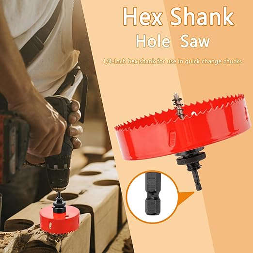 Heavy Duty Hole Saw Bit With Hex Shank, HSS Arbor Bi-Metal Cutter for Wood Corn Hole Boards, Plastic, Drywall (120)