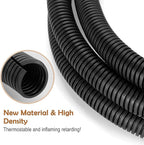 ZhiYo 20FT 1/4” Wire Loom Split Tubing Auto Wire Conduit Flexible Cover | High Temperature Heat Resistant -40F to 257F | Plastic Cover for Electrical Wires & Cables, Black