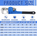Gisafai 8'' 10'' 12'' 14'' 18'' 24'' 38'' 48'' Straight Heavy Duty Pipe Wrench Set Plumber Adjustable Water Alloy Steel Grip Plumber's Wrench Plumbing Tools, Blue