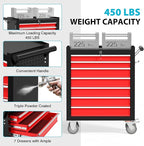 7 Drawers Metal Rolling Tool Chest, Portable Storage Rolling Tool Box, Toolbox on Wheels for Warehouse, Garage, Repair Shop and Tool Room