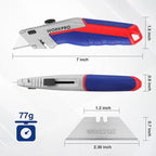 WORKPRO Retractable Utility Knife Set, 2-pack Quick-Change Box Cutter with Twine Cutter, Heavy Duty Aluminum Razor Knife with Comfortable Handle, 10 Extra Blades Included