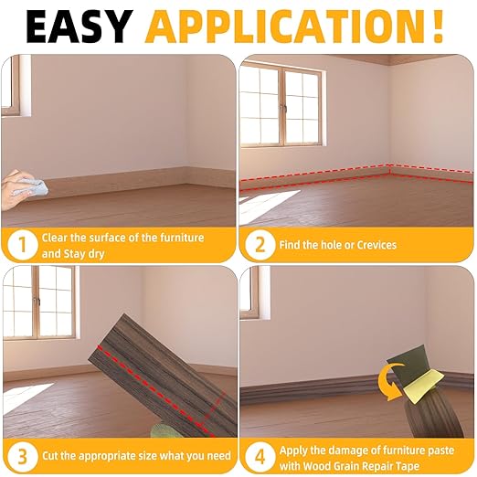 GSCIT Club Walnut Wallpaper, 2.4 inch X 25ft Self Adhesive Wood Grain Repair Tape Walnut Repair Patch for Tables, Chairs, Baseboards, Doors, Windows, Floors, Handicraft DIY.