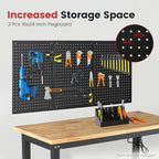 48 Inch Workbench for Garage Adjustable Height Work Bench with Under Table Shelf Pegboard Power Outlets Work Table for Woodworking, Home, Office, Workshop