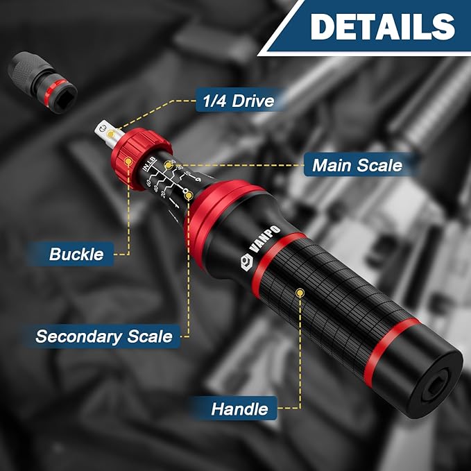 Torque Screwdriver Set, 10–60 in-lb, 64 Pcs 1/4" Drive Torque Wrench Screwdriver Kit with T-Bar & Flat, Hex, Torx, and S2 Bits for Scope, Electronics Assembly & Micro Device Repair