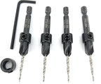 FTG USA Adjustable Wood Countersink Drill Bit Set 4 Pc #4 (7/64") with Tapered Drill Bit for Woodworking