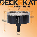 3 inch Diamond Hole-Saw Bits with Pilot Drill Bit -3" Diamond Tipped Tile Hole Saws with Guiding Bit Accurate Drilling for Porcelain Tile Ceramic Pottery Granite Stone Glass Bottles 75mm