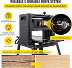 VEVOR Thickness Planer - 13-Inch Benchtop Wood Planer, 2000W, 8000 rpm, 15 AMP, Foldable, 6m/min Planing Speed, Iron Stand, Dust Exhaust for Woodworking