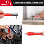 STREBITO Right Angle Screwdriver Set, Low Profile 26 Piece Small Ratchet, Stubby 90 Degree Ratcheting Screwdriver, Mini 1/4 Bit EDC Tool for Tight Spaces, Bike