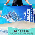 Protect Ocean Environment Beach Towel Oversized 36" x 72", Thin Lightweight Sand Free Quick Dry Microfiber Towel for Swimming Pool Cruise Camping Travel