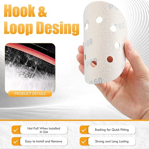 Maxdot 200 Pcs 5 Inch Sanding Discs 8-Hole Hook and Loop Gold Sandpaper Mixed Grits, 60, 80, 100, 120, 150, 220, 320, 400, 600, 800 for Random Orbit Sander
