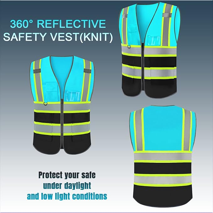 BeautyWill Custom Logo 10/20 Pack Safety Vest Class2 High Visibility Vest with Pockets Breathable Construction Vest Bulk