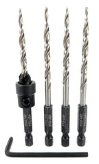 FTG USA Adjustable Wood Countersink Drill Bit #8 (11/64") with 3 Tapered Drill Bits for Woodworking