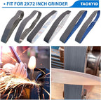 Taokyid 6 Pack 2 x 72 Inch Silicon Carbide Sanding Belts, 120, 240, 400, 600, 800, 1000 Assorted Grits 2x72 Inch Belt Sander Belts For Knife Sharpening and Metalworking, 2x72 Grinding Belt