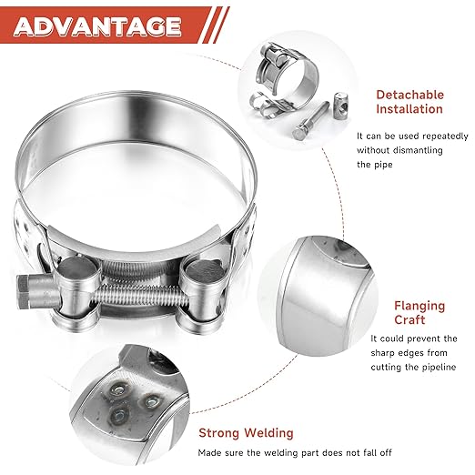 AKIHISA 4 Pack 29-31mm ID Range T-Bolt Hose Clamp,304 Stainless Steel Adjustable Heavy Duty Tube Clamp 1.14 To 1.22 Inch