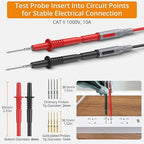 Neoteck 17PCS Multimeter Automotive Test Leads Wire Piercing Clip Puncture Probes Replaceable Gold-Plated Multimeter Probes 4mm Banana Plug Extension Test Cable Set