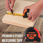 LICHAMP Tape Measure 25 ft, 6 Pack Bulk Easy Read Measuring Tape Retractable with Fractions 1/8, Multipack Measurement Tapes 25-Foot by 1-Inch, C6RD