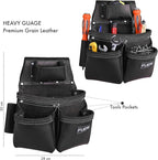 Heavy Duty 19 Pocket Leather Tool Belt Suspender Multipurpose Pockets Work Organizer Pouch Framing Fat Lip Tool Holder for Carpenter, Construction, Handyman, and Electrician Tool Belt Set