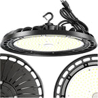 LED High Bay Light 240W, 12' UFO Commercial Lighting Fixture w/Isolated Power Supply, w/Plug for Garage Shop Warehouse Workshop, 5000k 35000lm Dimmable IP65 UL ETL Listed (1-Pack)