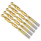Drill Bit, 5/16" Cutting Diameter (7.938mm), 4241 HSS TiN Coated 118° Cutting Angle Versatile Jobber Bits - (Applications: for Drilling Plastic Wood Soft Thin Metal), 5-Pieces