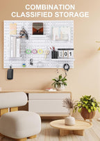 Pegboard Wall Organizer - Modular System for Gaming Setup, Office & Kitchen Storage Solutions Create A Perfectly Structured Space peg board (White,16″×12″)