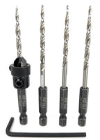 FTG USA Adjustable Wood Countersink Drill Bit #6 (9/64") with 3 Tapered Drill Bits for Woodworking