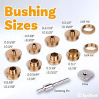 SpeTool Brass Router Template Bushing Guide Set with Centering Pin&Cone for Porter Cable Style Router Sub Bases, 10-Piece Solid Router Guide Bushing Includes Aluminum Carrying Case