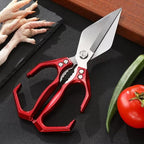 Multi-Purpose Kitchen Scissors,stainless steel scissors,Poultry Shears,Sharpeners Bottle Openers Zester and More Stainless Steel,for opening cans and heavy duty poultry cutting (Red)