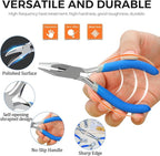 SOONAN 5 Pieces Mini Pliers, Long Lasting Tool Set Cable Cutters, Long Needle Nose, Long Nose, Nipper Bent Nose, End Cutting, Diagonal Cutting, Precision Pliers Set